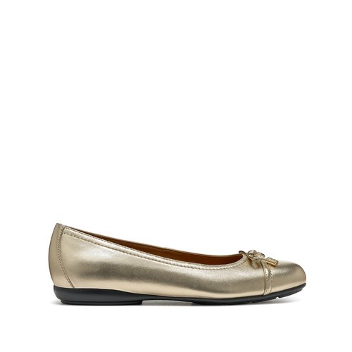 Annytah breathable ballet flats in metallic leather gold coloured Geox La Redoute
