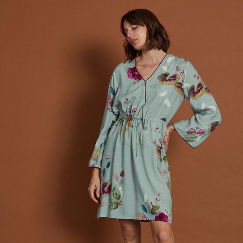 Chemise de nuit courte col v en satin de viscose EAUX