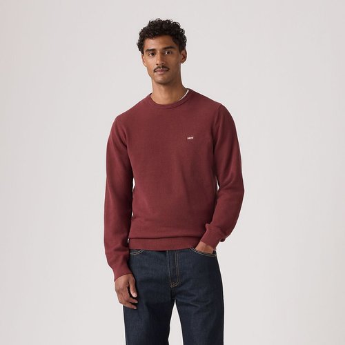 Pull beige uni avec une coupe droite à col rond et logo iconique LEVI'S