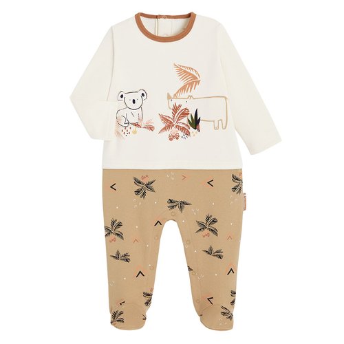 Pyjama bebe en molleton contenant du coton bio bogota ecru Petit Beguin La Redoute