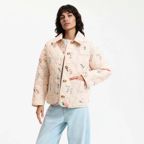 ジャケット・ブルゾン Soor ploom QuiltedJacket Floral Print 8y Floral print quilted jacket, floral print/ecru background, La