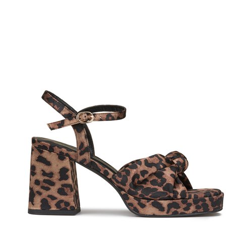 Sandales leopard a plateforme pied large 38 45 imprime fond camel La Redoute Collections Plus La Redoute