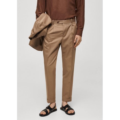 Pantalon costume laine vierge coton pinces marron Mango Man La Redoute