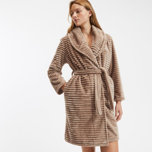 Robe de chambre polaire embosse effet rayures camel So home La Redoute