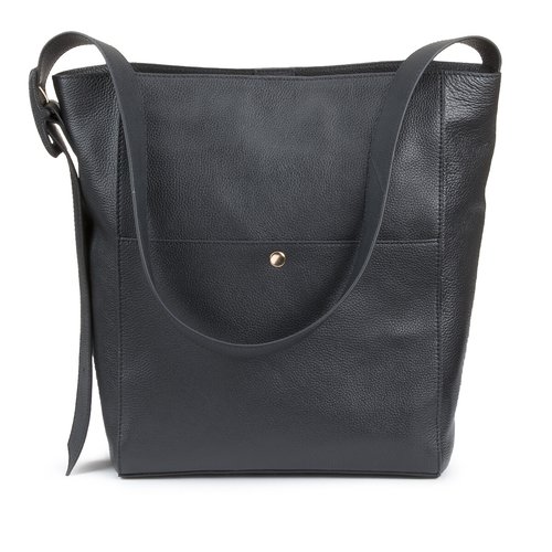 Sac a main en cuir noir La Redoute Collections La Redoute