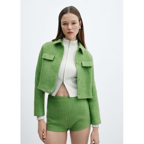 Veste crop tweed poches vert Mango La Redoute