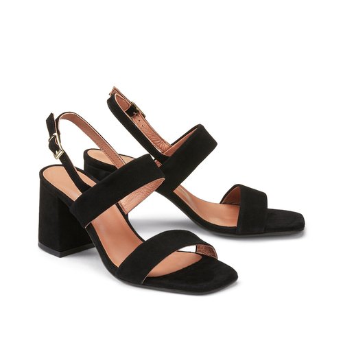 Sandales a talons cuir velours valentin Jonak noir La Redoute