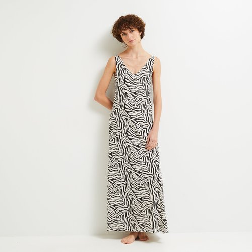 Robe longue imprimee en coton bio noir Monoprix La Redoute
