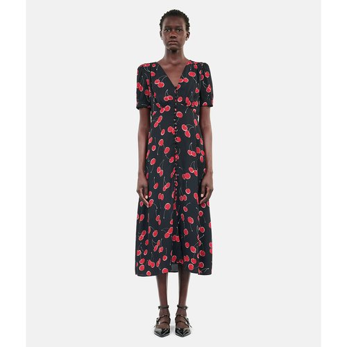 Red print midi dress clearance