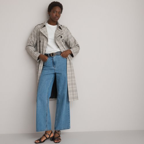 Checked long trench coat beige checks La Redoute Collections La Redoute