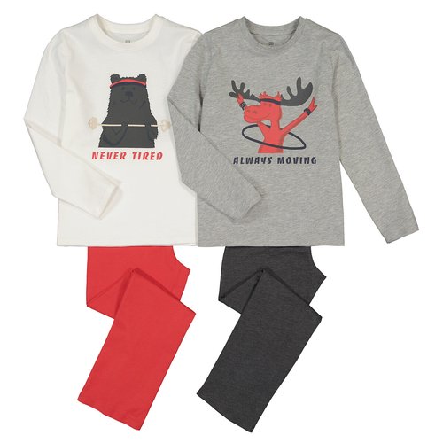Lote de 2 pijamas estampados animales deportistas crudo gris rojo La Redoute Collections La Redoute