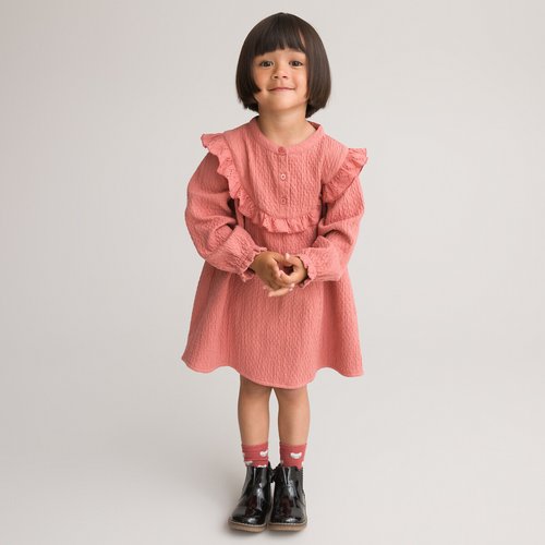 Robe manches longues en gaze de coton rose La Redoute Collections La Redoute