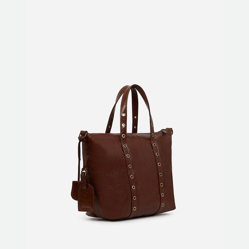 Leather eyelet tote bag medium brown Vanessa Bruno La Redoute