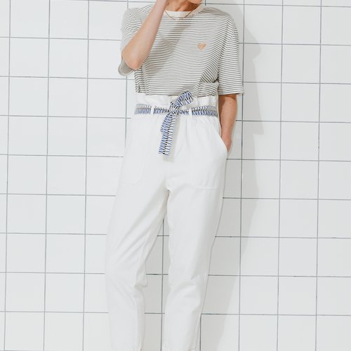 Pantalon taille haute ecru Promod La Redoute