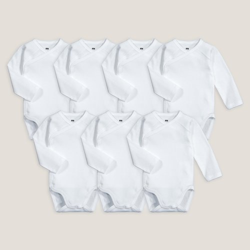 Lote de 7 bodies para recien nacido manga larga blanco La Redoute Collections La Redoute
