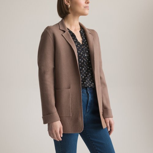 Veste tricot coupe droite marron taupe Anne Weyburn La Redoute