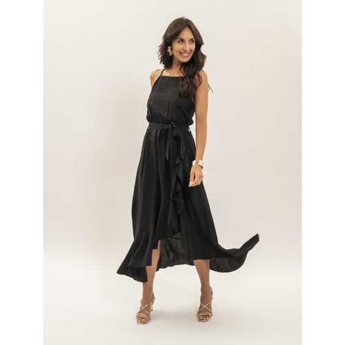 Robe Dondup En Laine Avec Volant - Noir, Longueur Genou, Neuf Avec Étiquettes