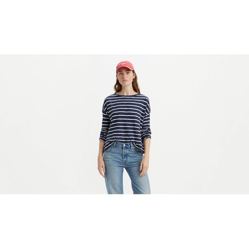 T shirt a rayures manches longues blanc raye marine Levi s La Redoute