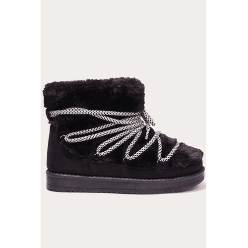 Bottines imitation fourrure a lacets