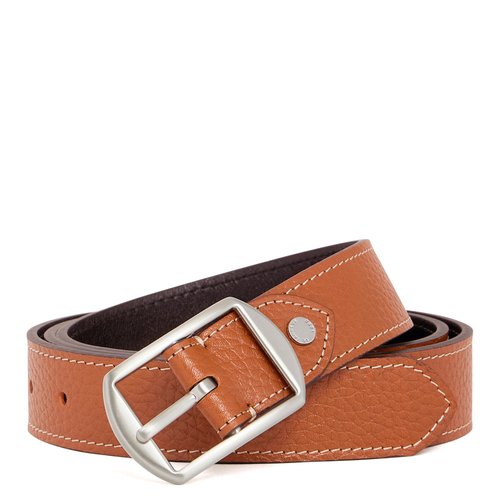 Ceinture reversible avec boucle carree en cuir graine noir marron Le Tanneur La Redoute