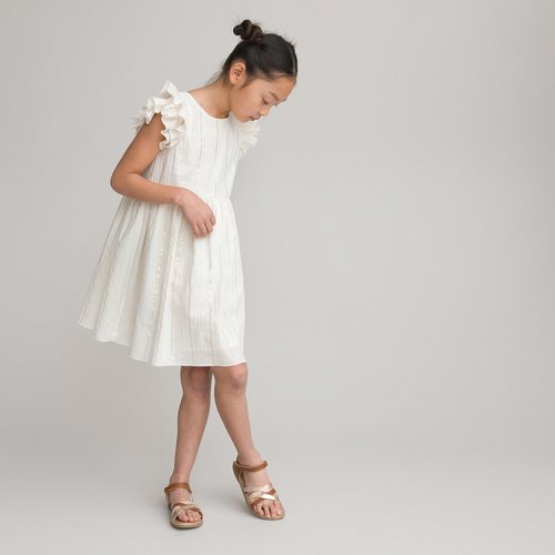Robe rayee de ceremonie sans manches ecru La Redoute Collections La Redoute