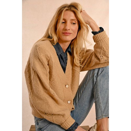Pointelle knit cardigan shop
