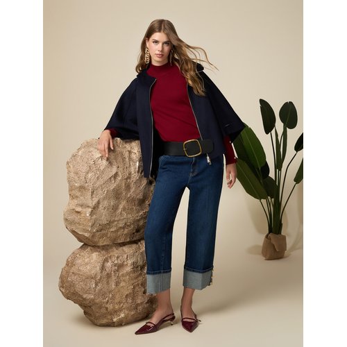 Jean cropped realise en denim de coton stretch bleu Oltre La Redoute