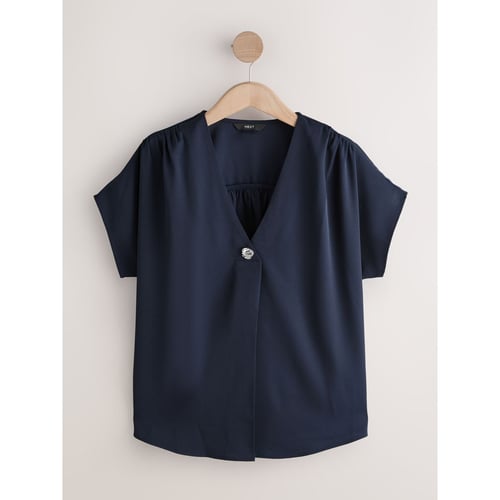 Chemisier Femme Swank - Bleu Marine à Pois Blancs - Taille M, Manches Courtes - Occasion Très Bon état