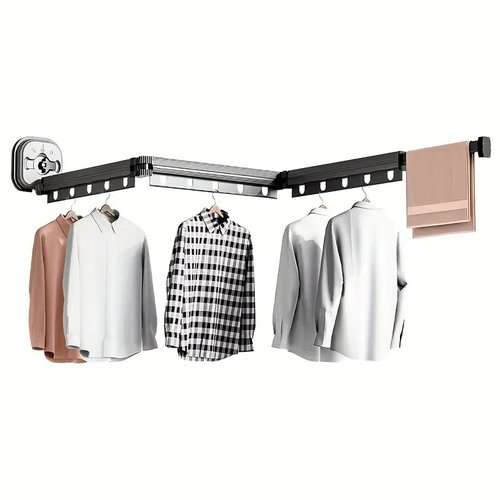 Etendoir à Linge Mural Extensible SWAWIS - Blanc - 3 Plis - Jusqu'à 30 Kg