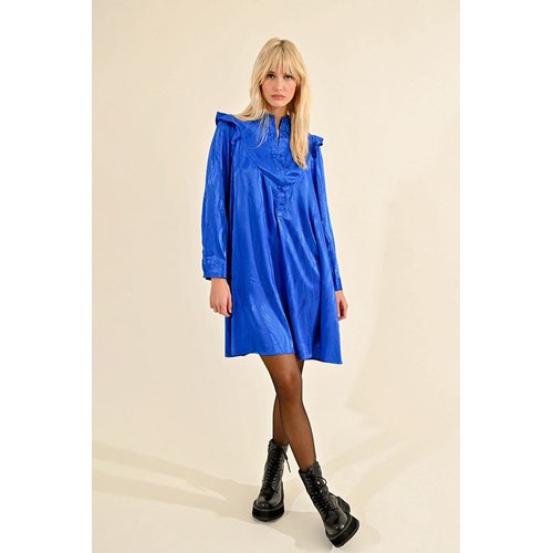 Robe boutonnee satinee bleu roi Lili Sidonio La Redoute