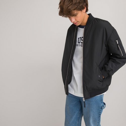 Unisex oversized bomber jacket black La Redoute Collections La Redoute