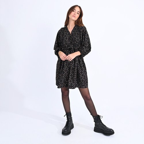 Robe imprimee encolure v noir Molly Bracken La Redoute