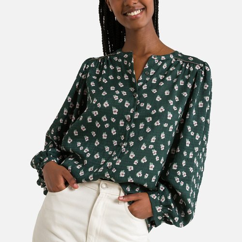 Chemisier imprime fleuri manches longues See U Soon imprime fond vert La Redoute