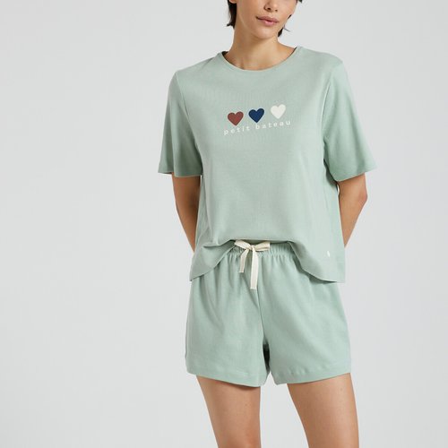 Maelie cotton short pyjamas with short sleeves green Petit Bateau La Redoute