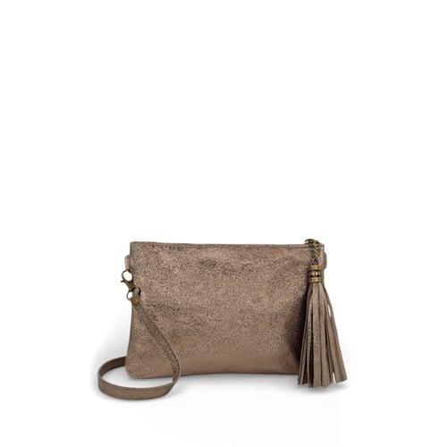 Pochette Soirée Vintage En Cuir Tissé Main - Couleur Violet - Occasion
