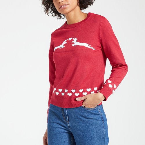 Pull de noel imprime Only rouge La Redoute