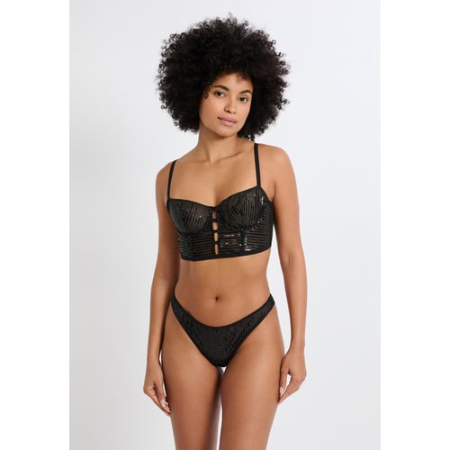 Soutien-gorge Noir Escort Lingerie En Dentelle Et Strass - Taille 90C - Neuf Avec étiquettes