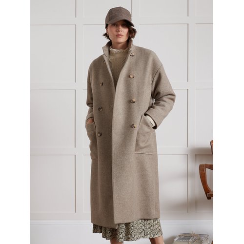 Manteau long col officier beige Cyrillus La Redoute