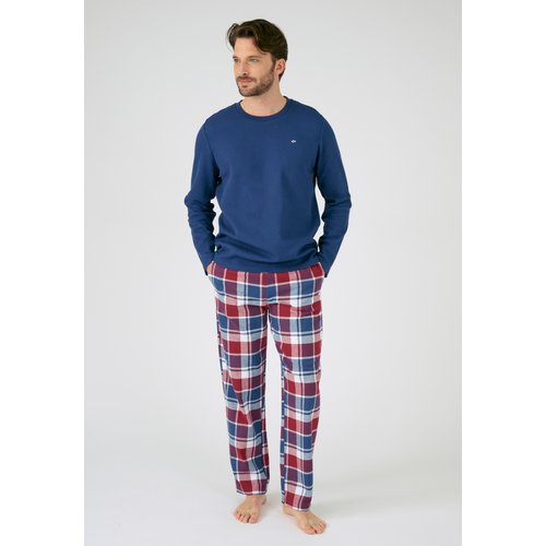 Pyjama haut nid d abeille et bas flanelle bleu Damart La Redoute