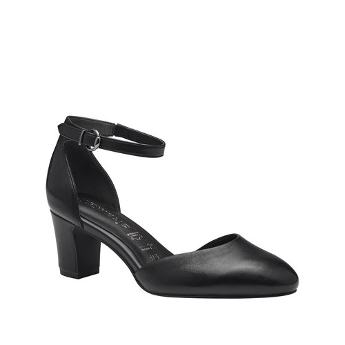 Leather ankle strap heels black Tamaris La Redoute