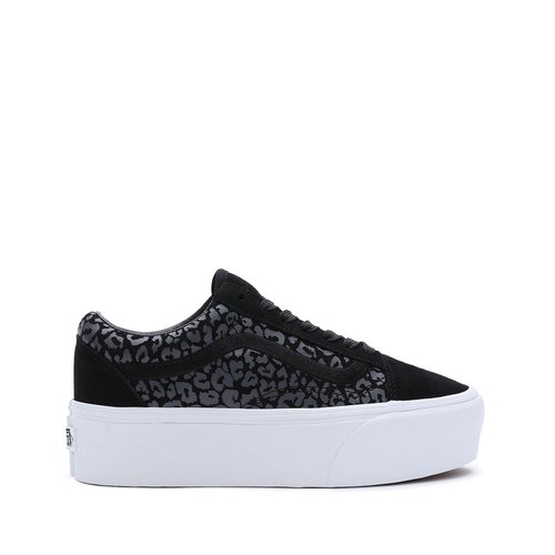 Old skool leather trainers grey black Vans La Redoute