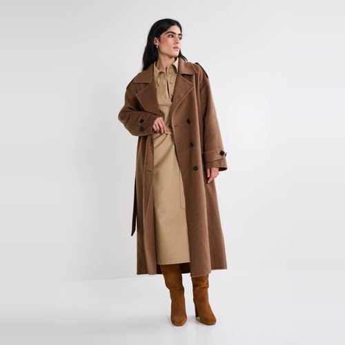 Trench long contenant de la laine malt Monoprix La Redoute