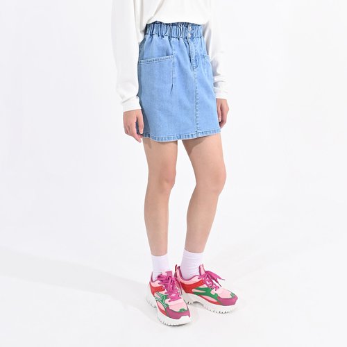 Jupe courte en jean taille haute denim clair Lili Sidonio La Redoute