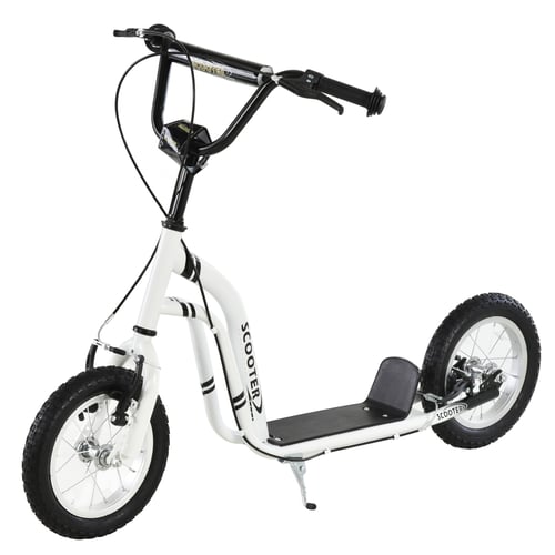 Trottinette HOMCOM Pour Enfants - Roues 30cm, Guidon Réglable, Frein Et Béquille - À Partir De 5 Ans