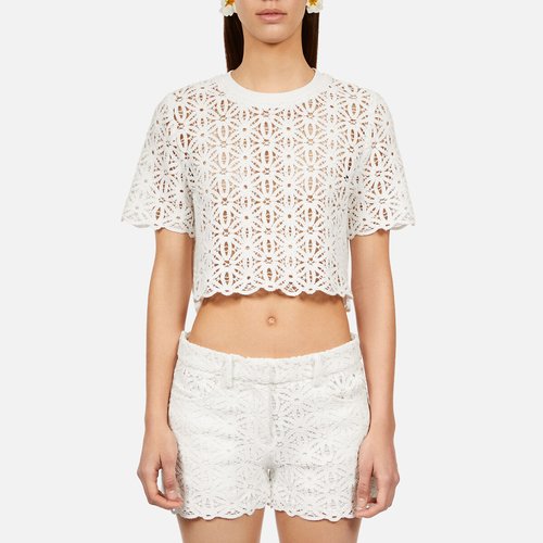 White lace crop top short sleeve new arrivals