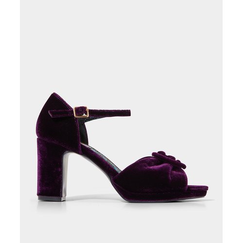 Chaussure bout ouvert velours avec bride cheville rouge Joe Browns La Redoute