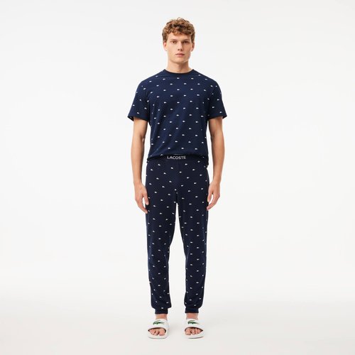 Pantalon de pyjama motif crocodile bleu 525 Lacoste La Redoute