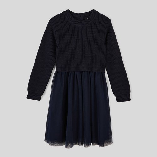 Robe avec jupon en tulle brode certifie oeko tex marine Monoprix La Redoute