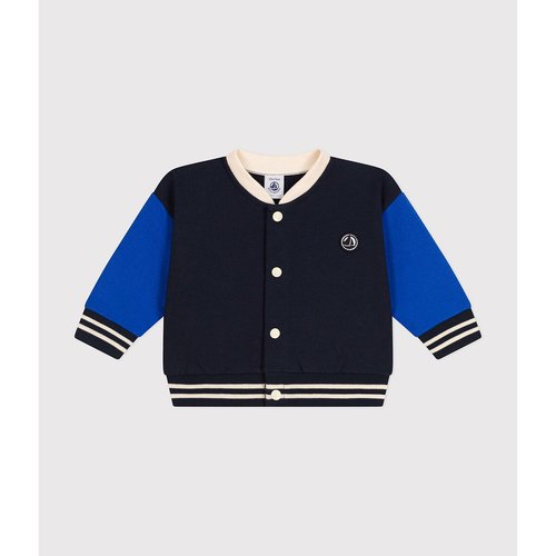Cotton fleece bomber jacket blue Petit Bateau La Redoute