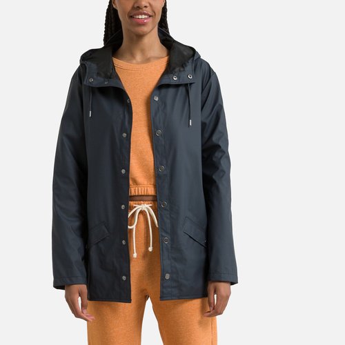 Unisex mid length windbreaker with hood navy Rains La Redoute
